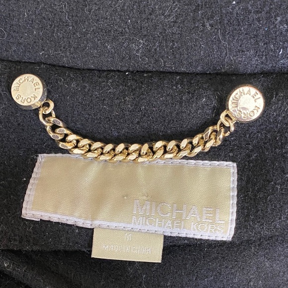 Michael Kors Black Belted Coat with Gold Accents Size M - Picture 9 of 10